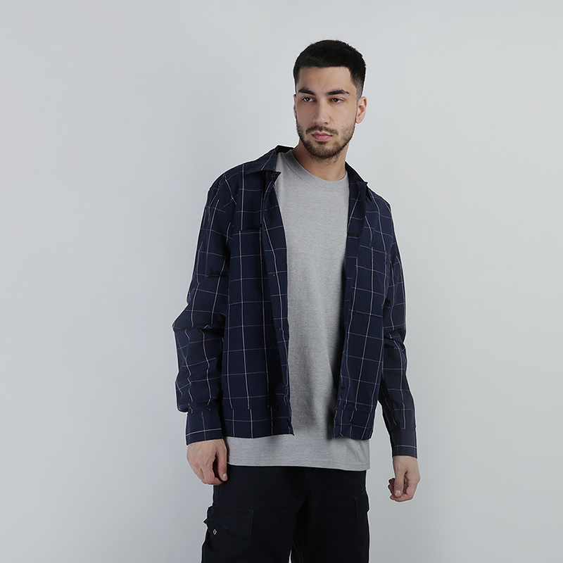 мужская синяя рубашка Stussy Ranch LS Shirt 1110038-plaid - цена, описание, фото 1